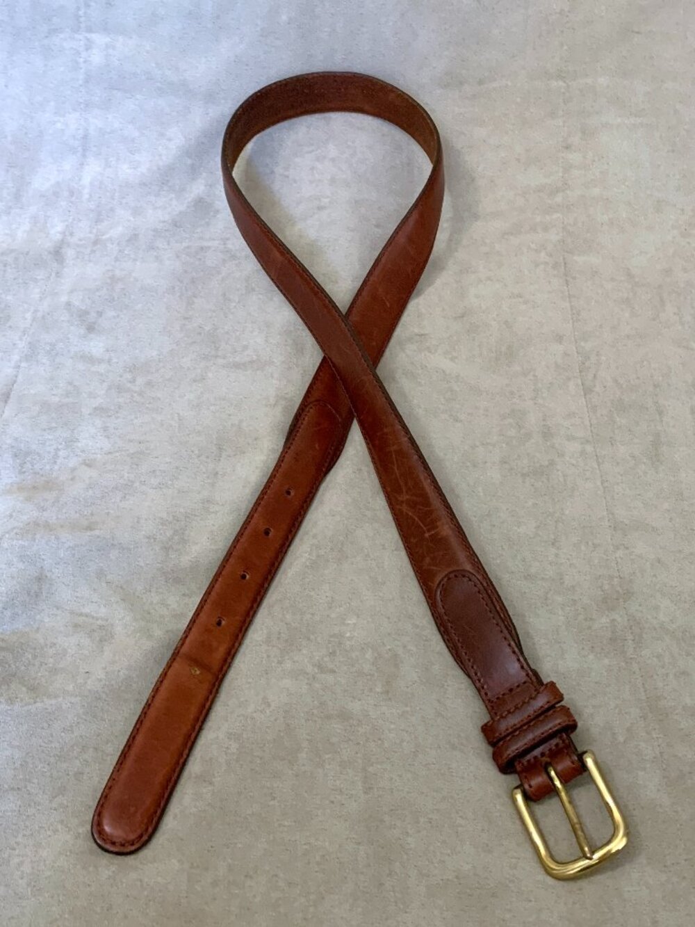 VINTAGE Full Grain Leather Cognac Brown Leather Belt Size 34/36